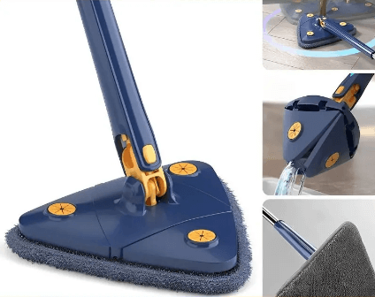 LERPRIME Mop de Limpeza Ajustável: Triangular, Giro de 360° para uma Limpeza Impecável! 🧹